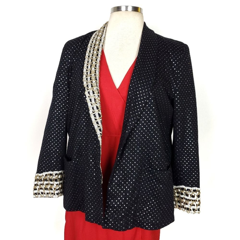 Vintage Gold & Silver 80s Sequin Blazer L Vogue Paris Original